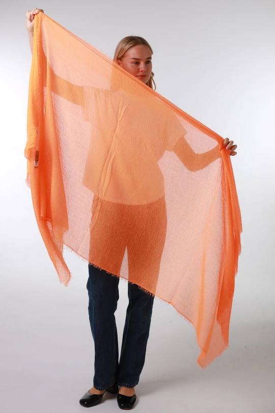Bright Orange Plain Crinkle Scarf