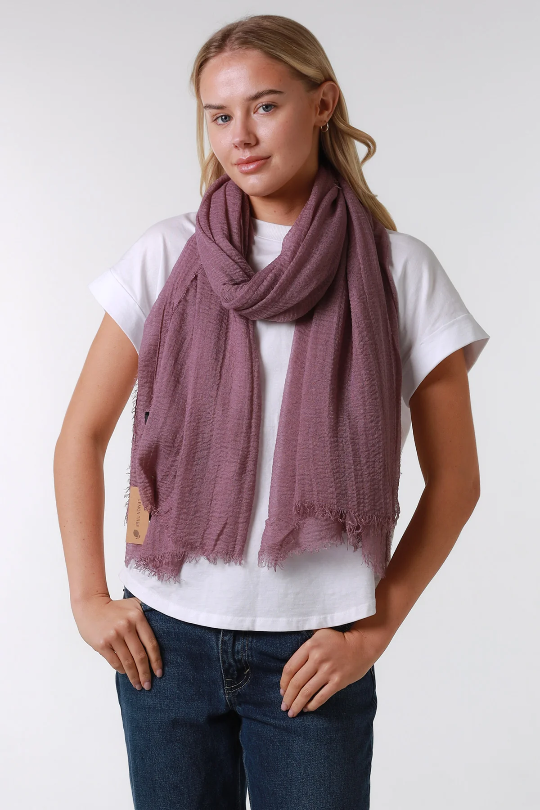 Amethyst Purple Plain Crinkle Scarf