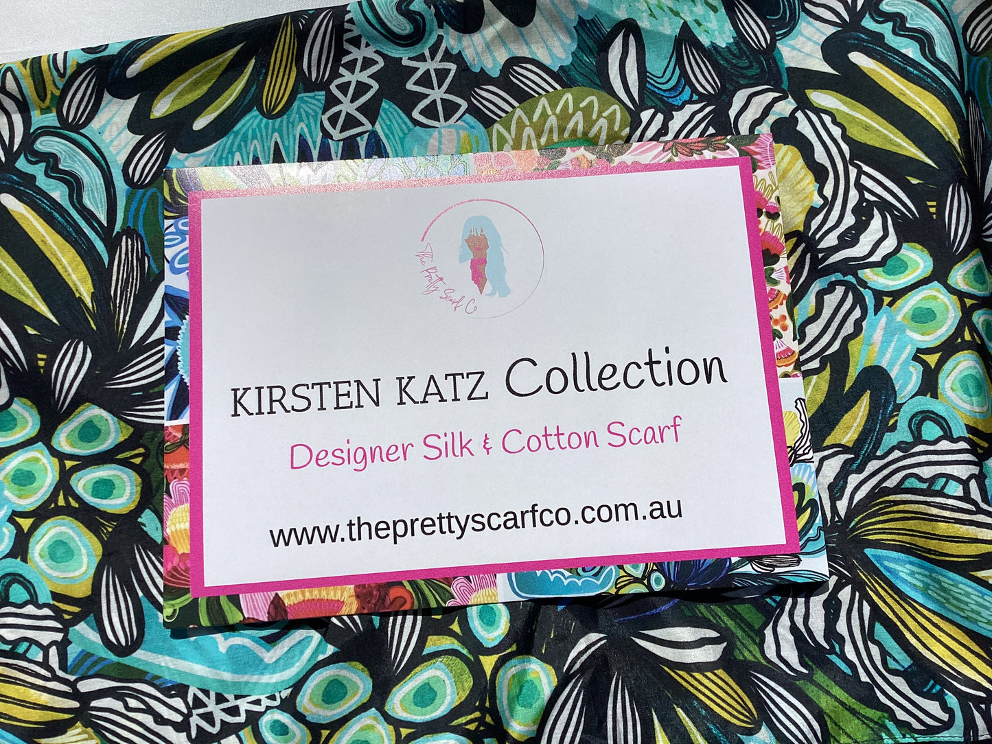 Protea Azure Silk Scarf by Kirsten Katz