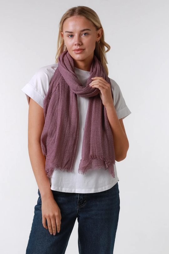 Amethyst Purple Plain Crinkle Scarf