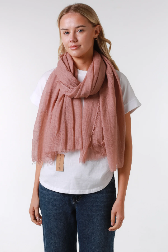 Dusty Pink Plain Crinkle Scarf