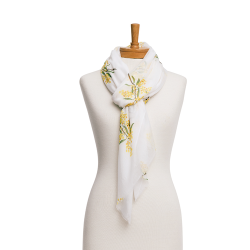 White Wattle Cotton Scarf