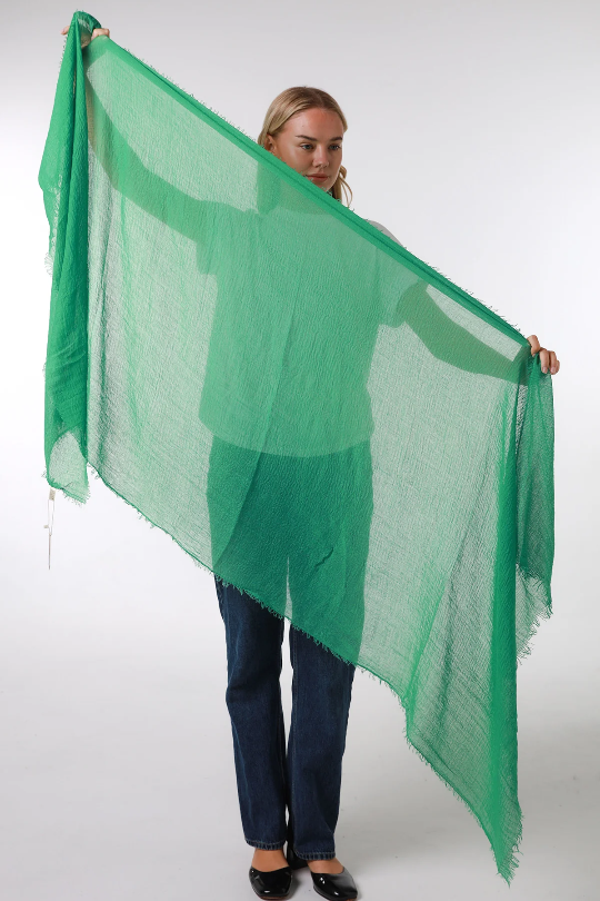 Forest Green Plain Crinkle Scarf