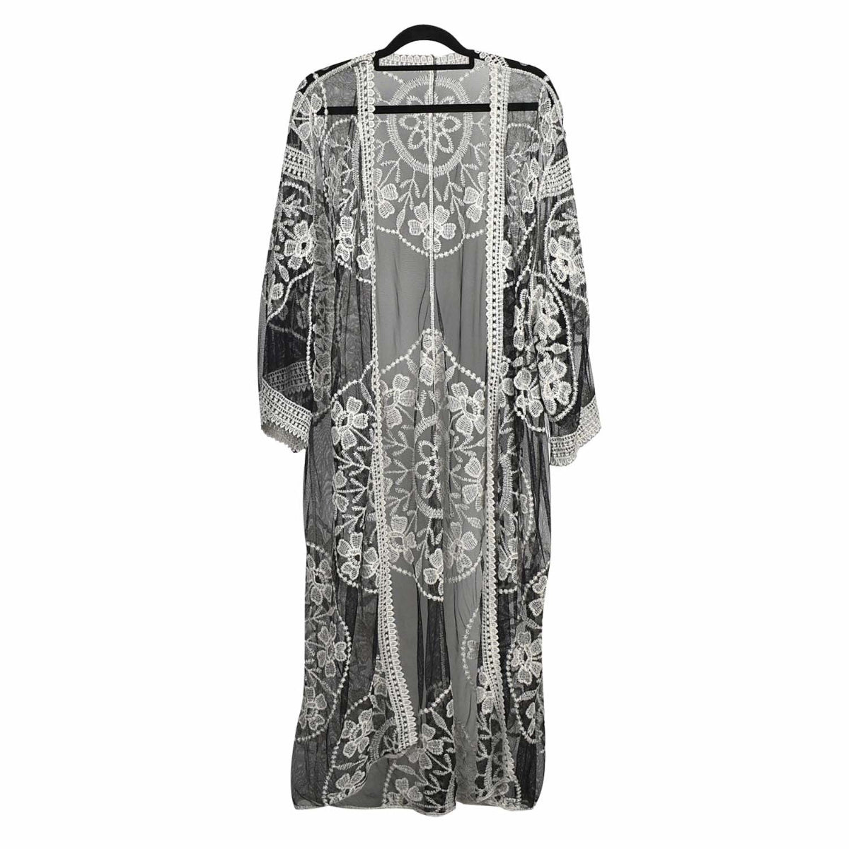 Black lace kimono on a white background