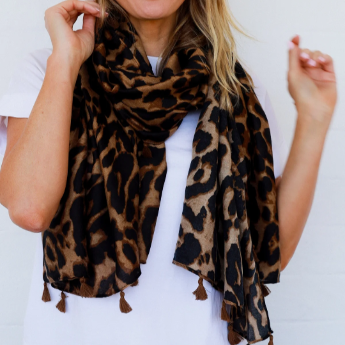 Caramel Leopard Print Scarf