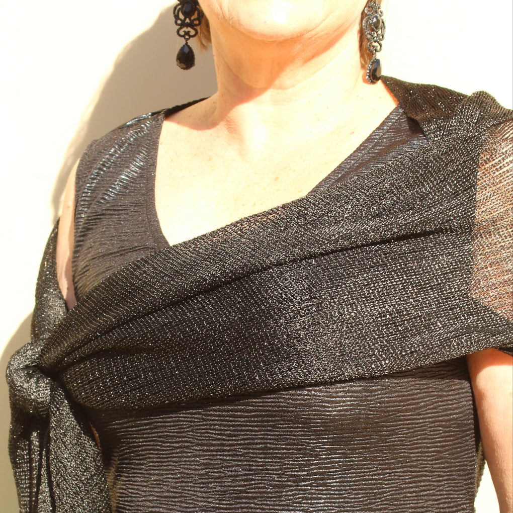 Black Glitter Evening Shawl Wrap