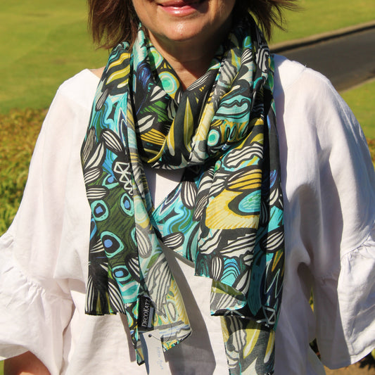 Protea Azure Silk Scarf by Kirsten Katz
