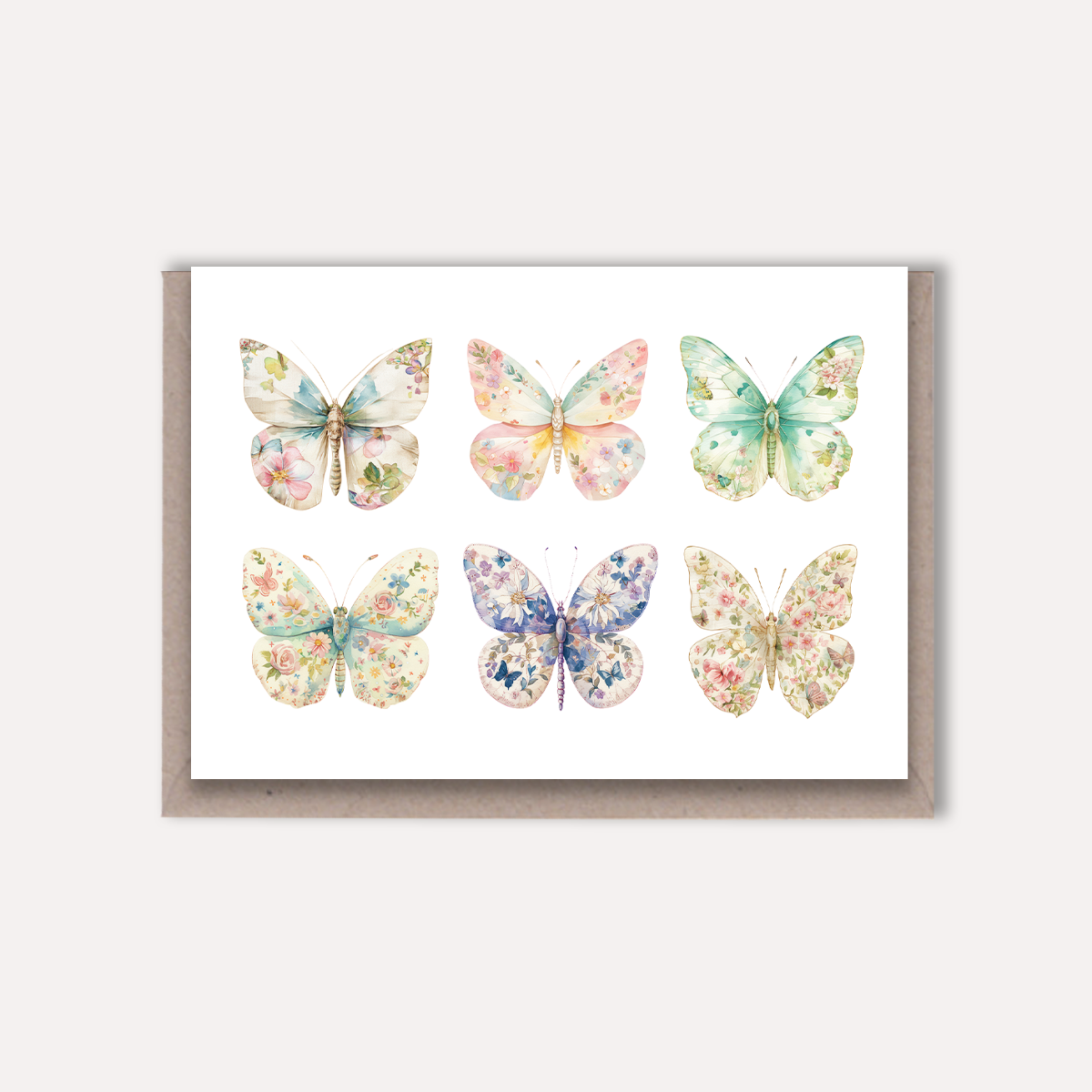 a pretty card featuring six butterflies