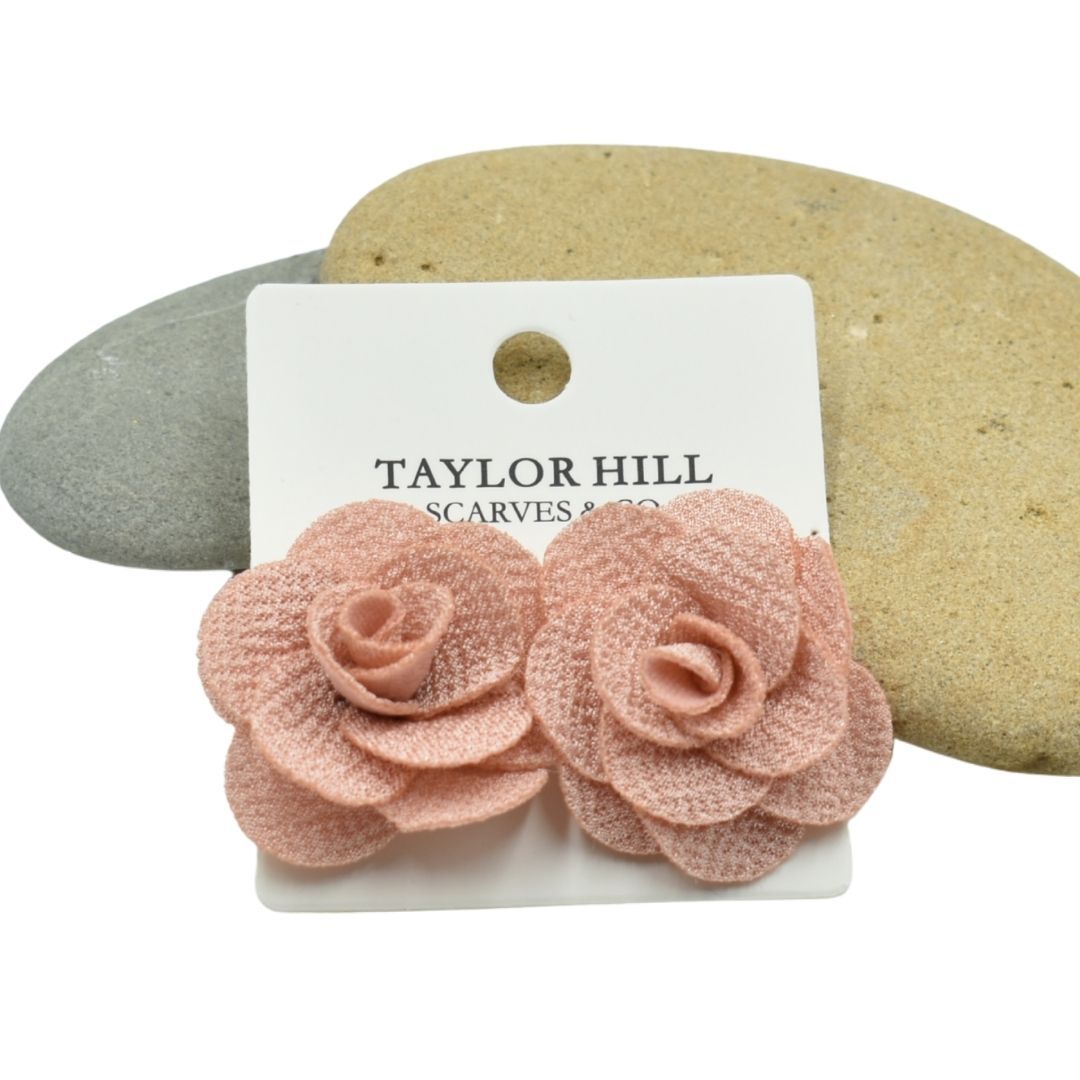 Dusty Pink Rose Stud Earrings