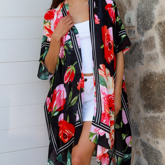 Tuscany Garden Kimono Cover Up