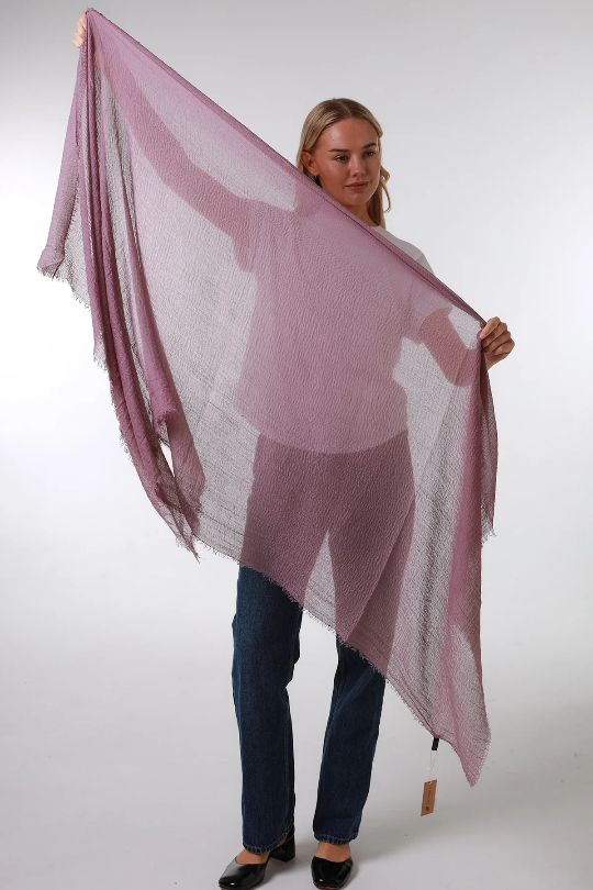 Amethyst Purple Plain Crinkle Scarf