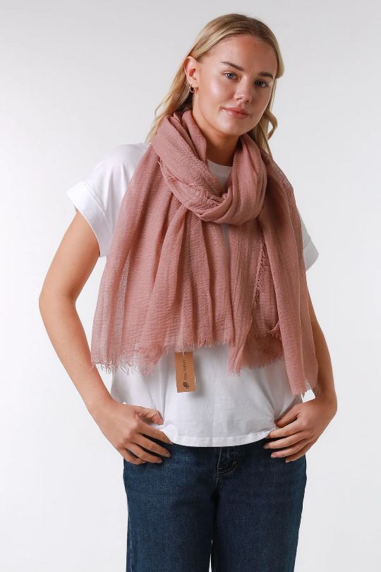Dusty Pink Plain Crinkle Scarf