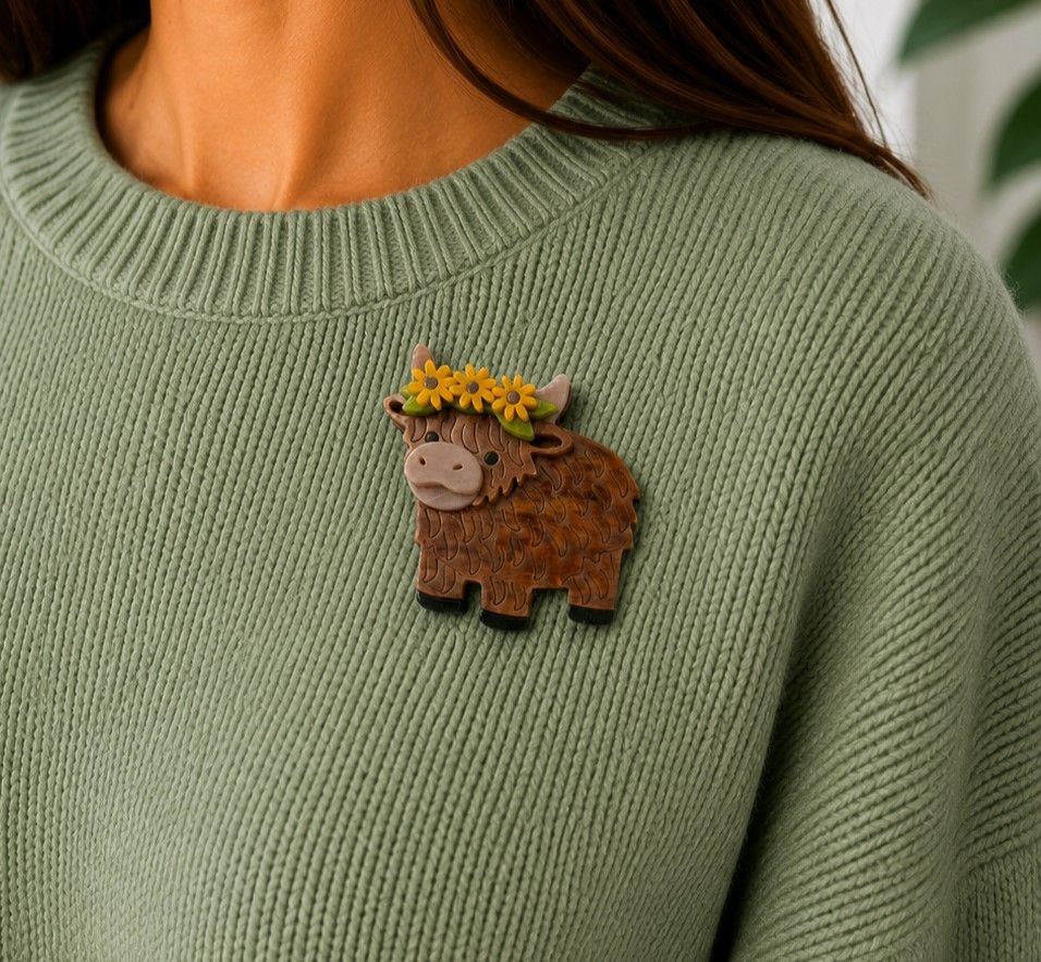 Highland Cow Brooch