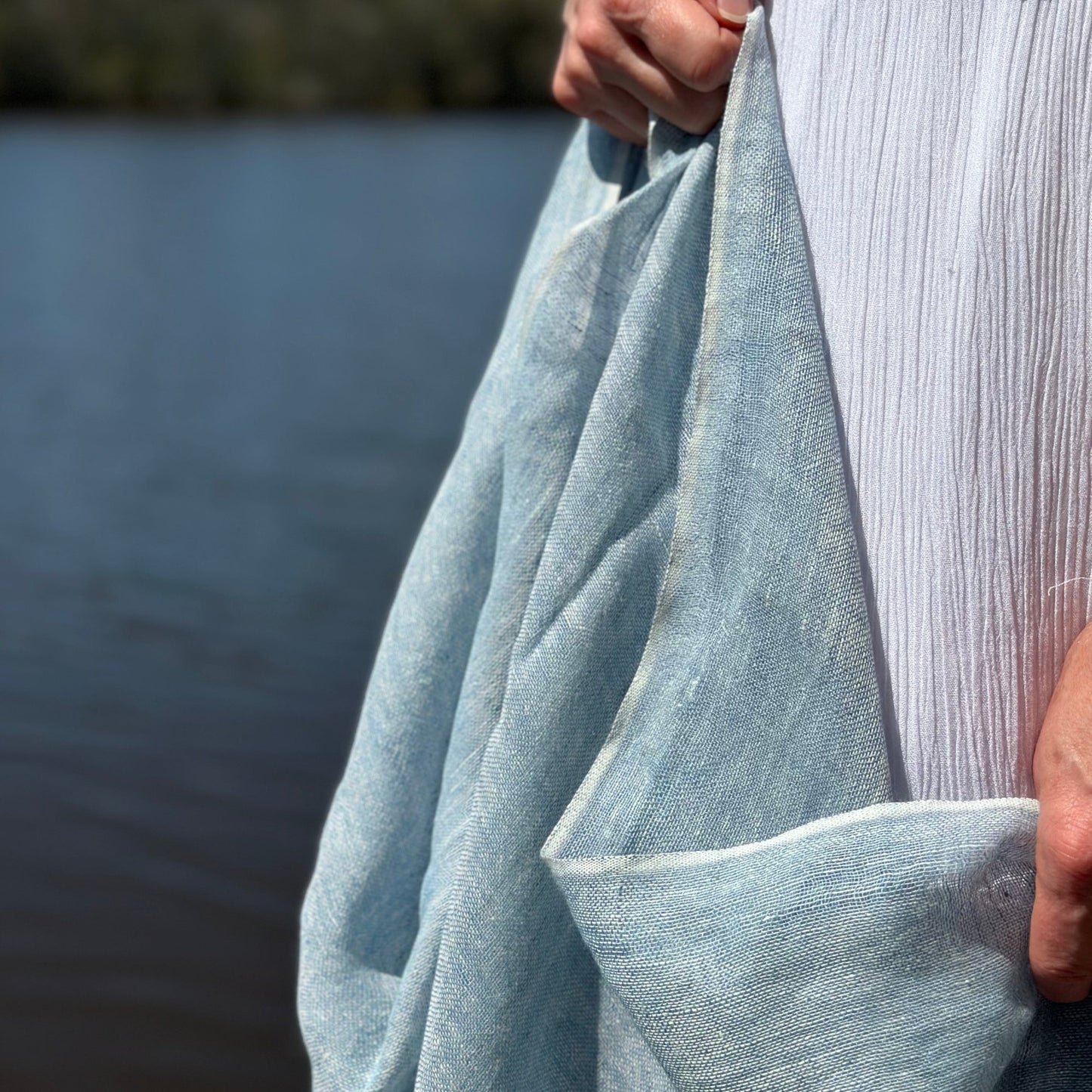 Marseille Linen Scarf Light Blue