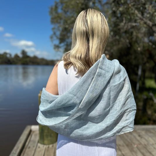 Marseille Linen Scarf Sage Green