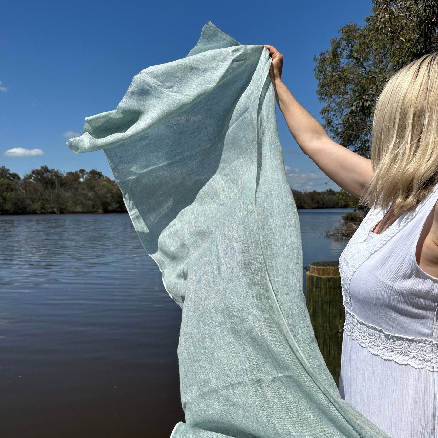 Marseille Linen Scarf Sage Green