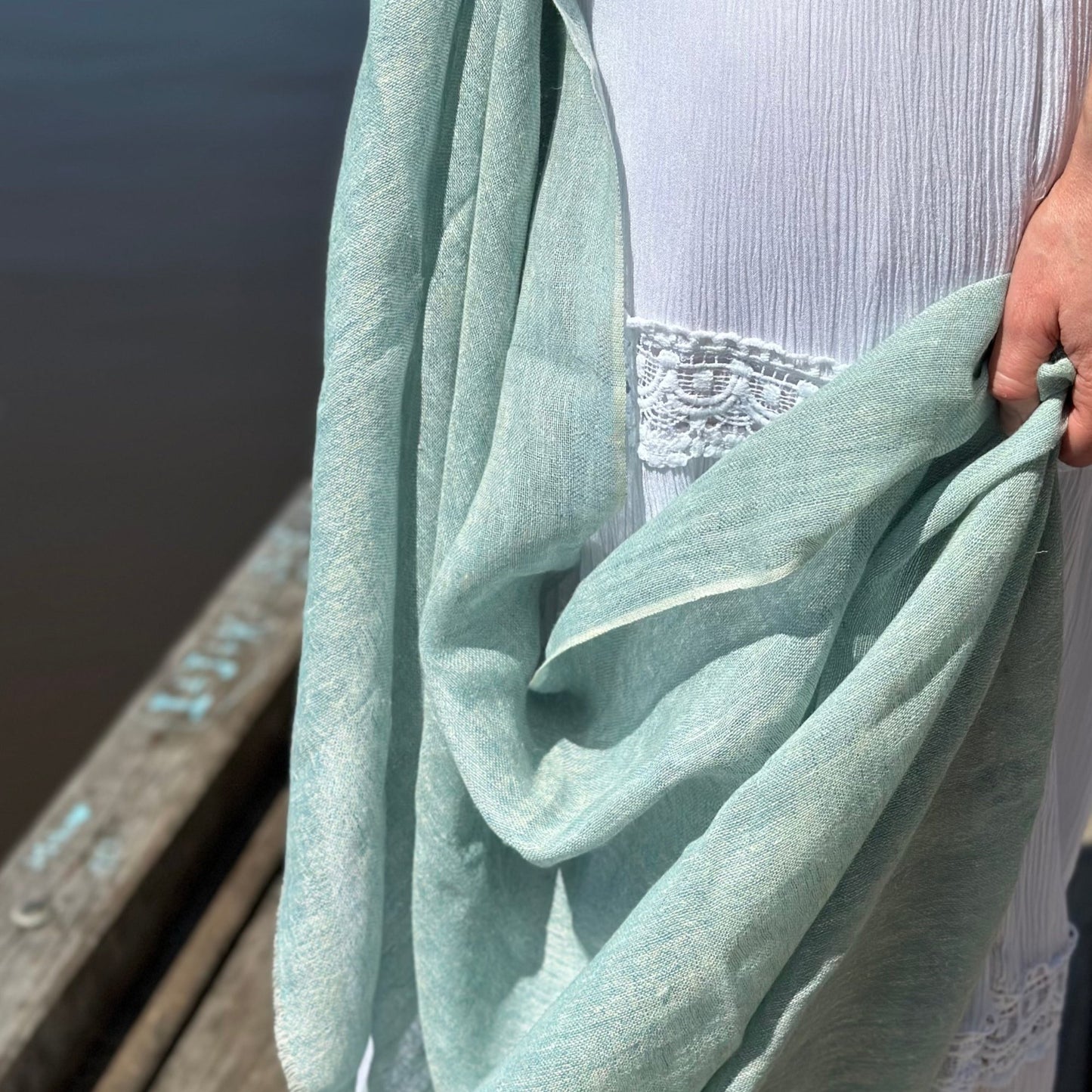Marseille Linen Scarf Sage Green