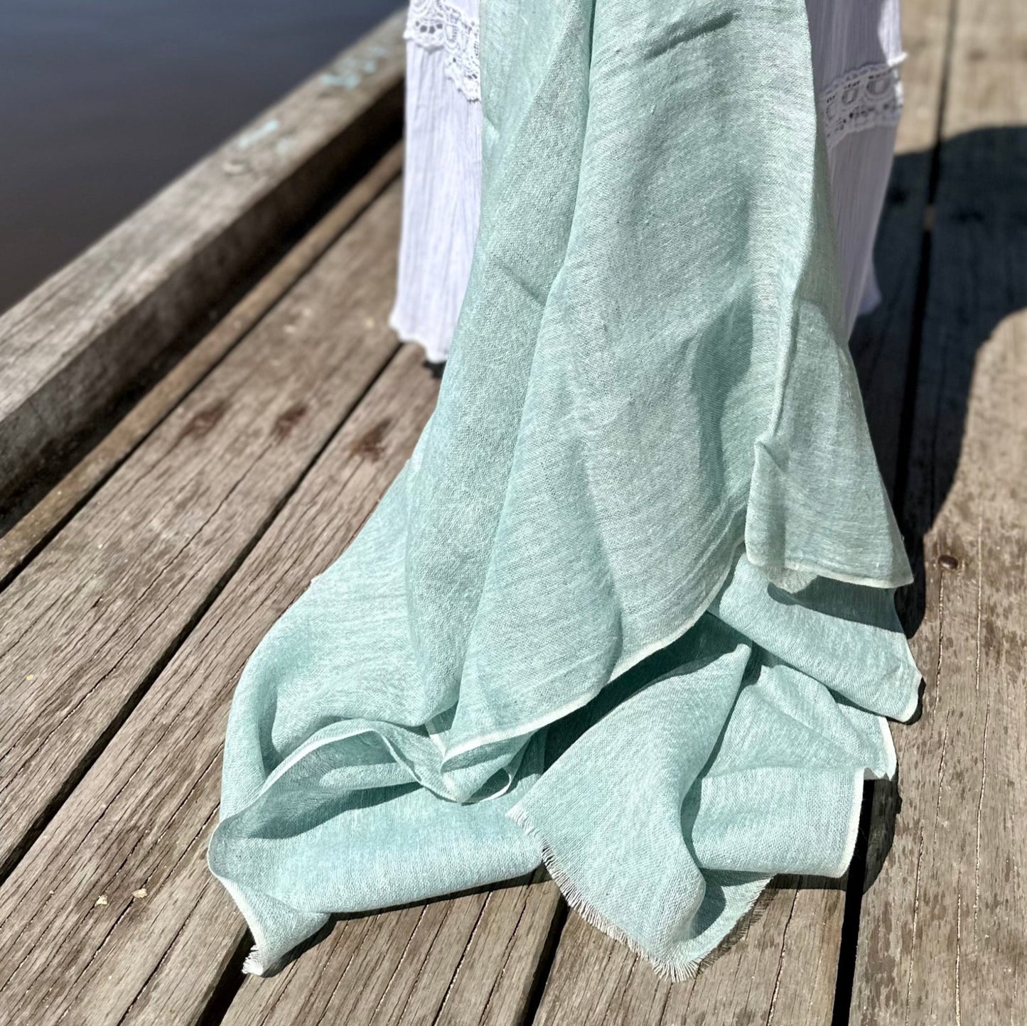 Marseille Linen Scarf Sage Green