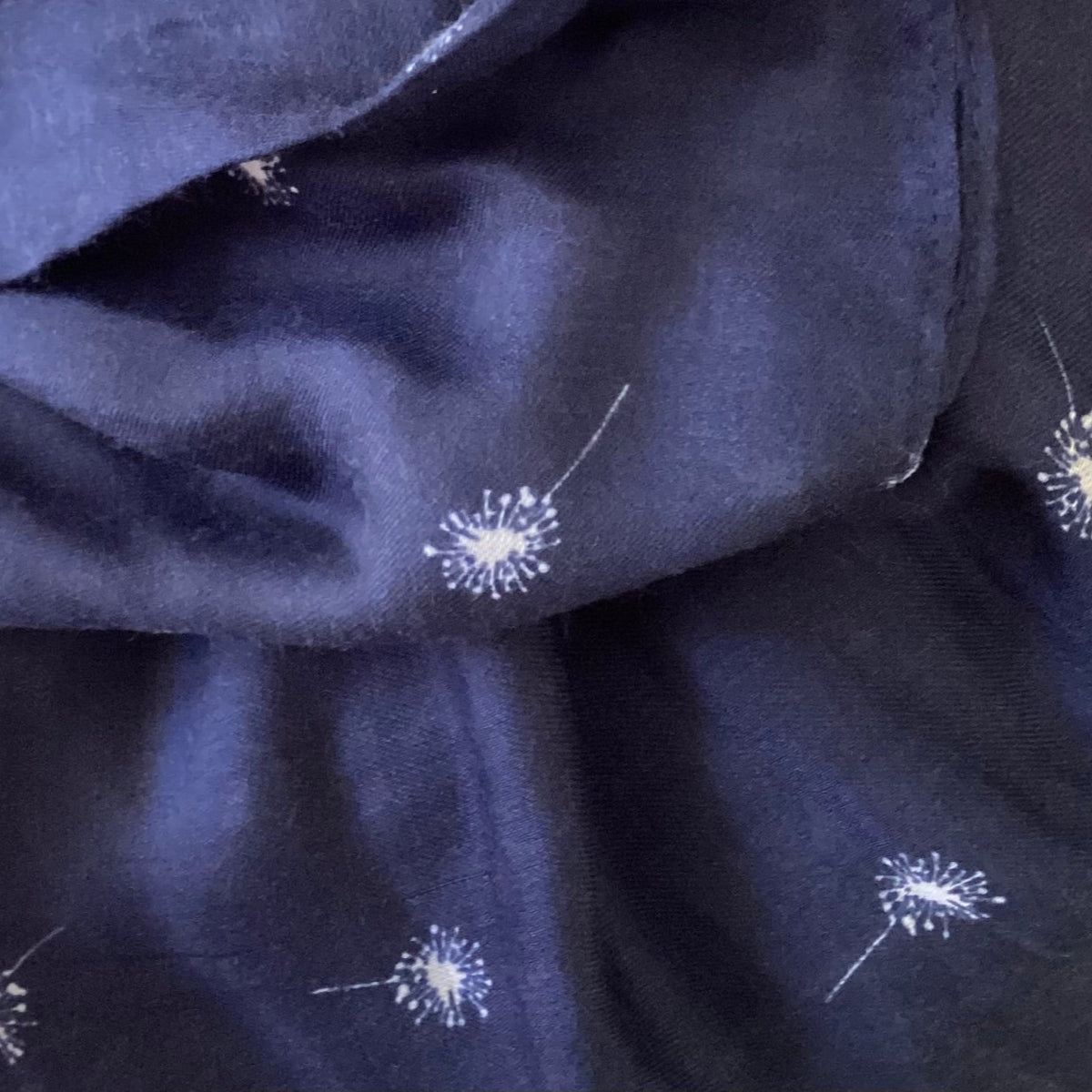 Navy fabric with white floral patterns