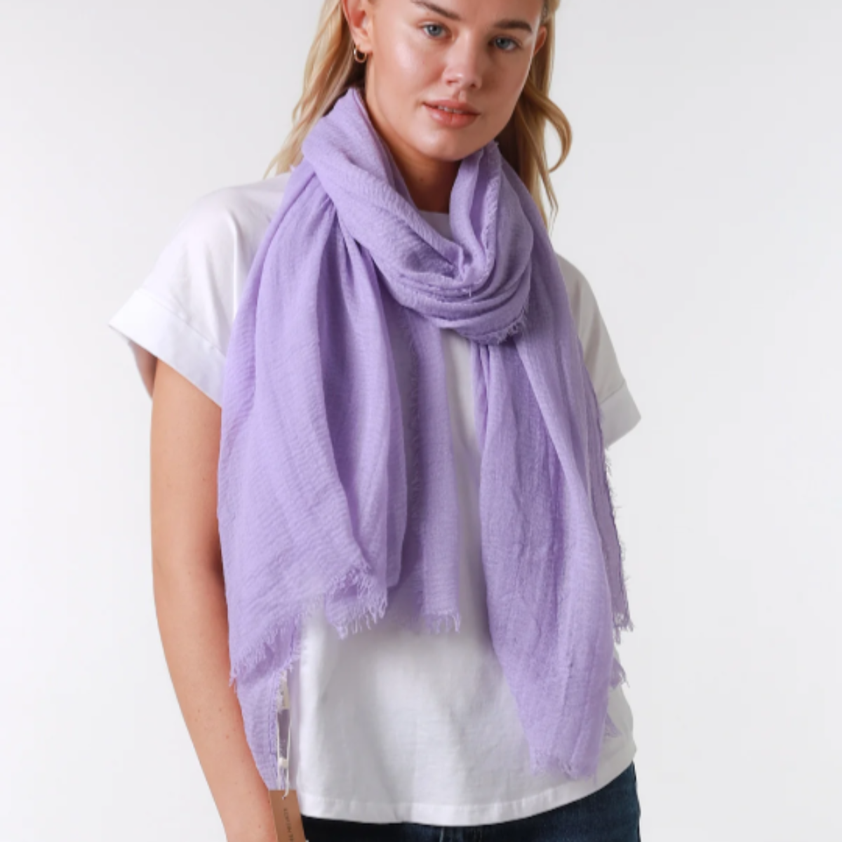 Plain Lilac Crinkle Scarf