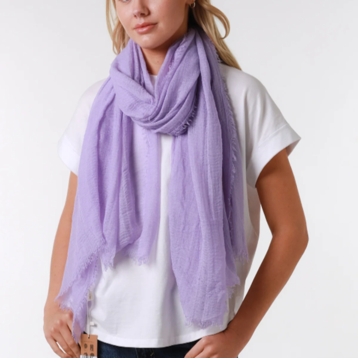 Plain Lilac Crinkle Scarf