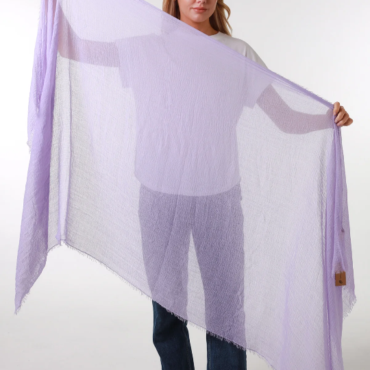 Plain Lilac Crinkle Scarf