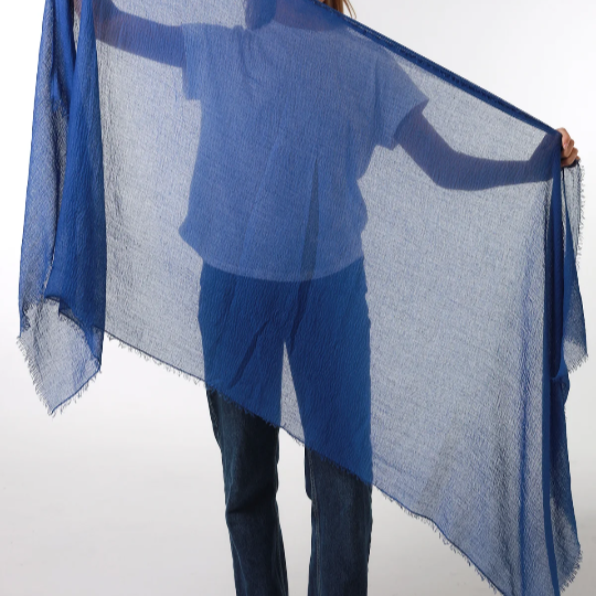 Royal Blue Plain Crinkle Scarf