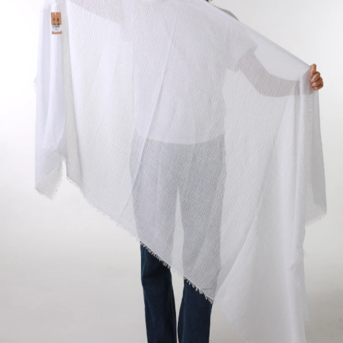 Plain White Crinkle Scarf