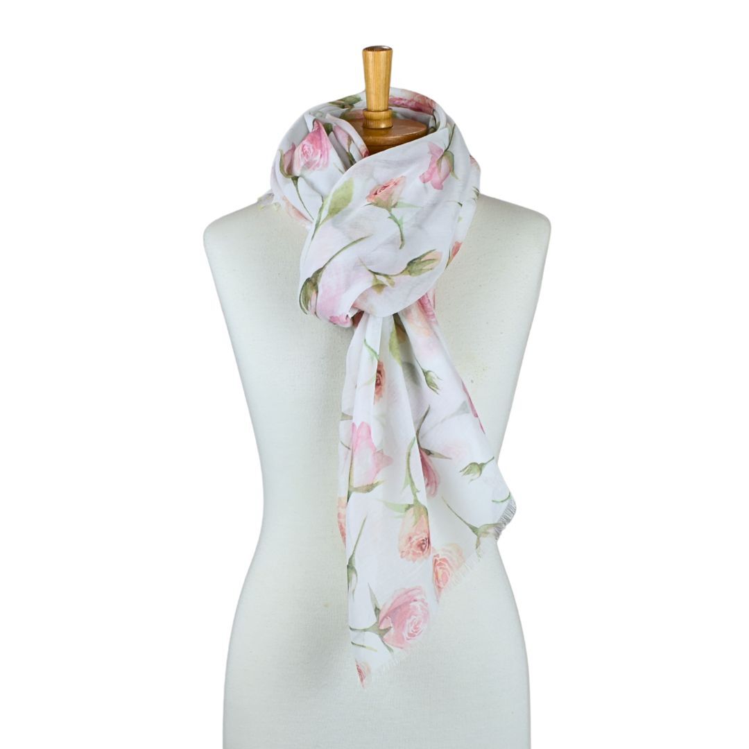 Lightweight Summer Rose Garden Floral Scarf