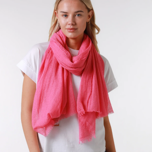 Rose Pink Plain Crinkle Scarf