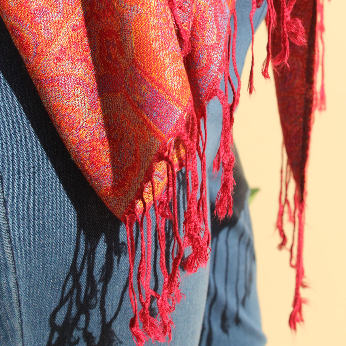 Red Marrakesh Pashmina Style Wrap