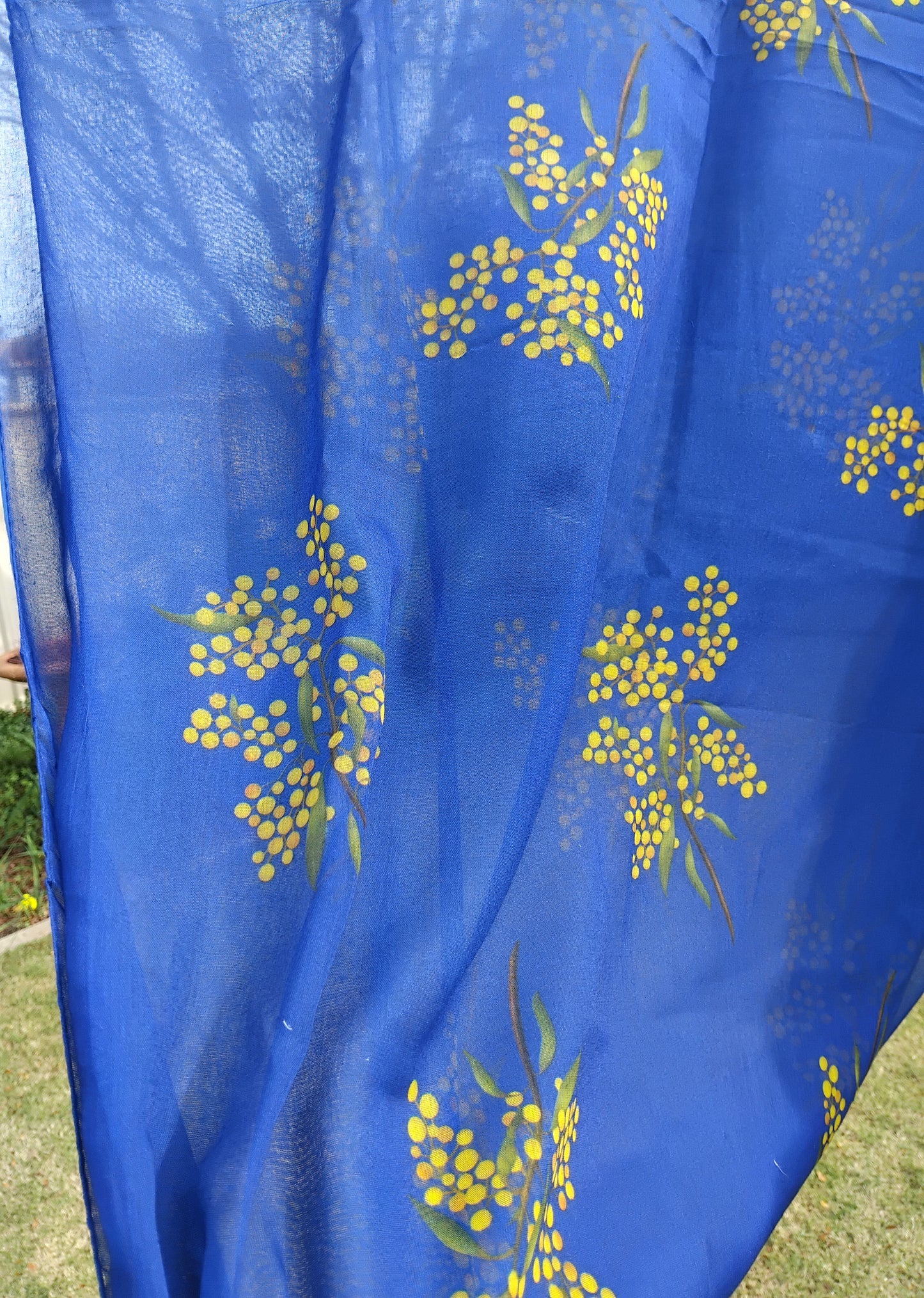 Navy Wattle Cotton Scarf