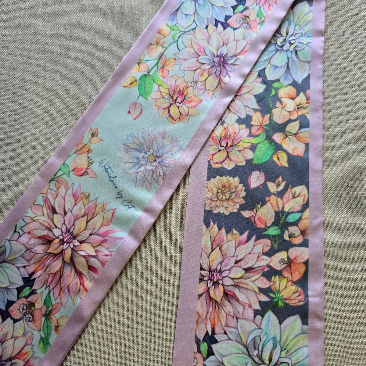 Dusty Pink Dahlia Twilly Scarf