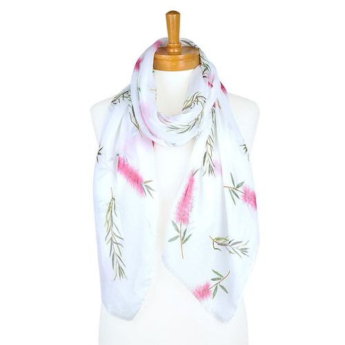 Australian Pink Bottlebrush Floral Scarf