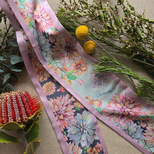 Dusty Pink Dahlia Twilly Scarf