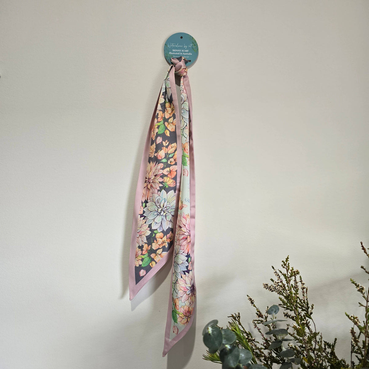 Dusty Pink Dahlia Twilly Scarf