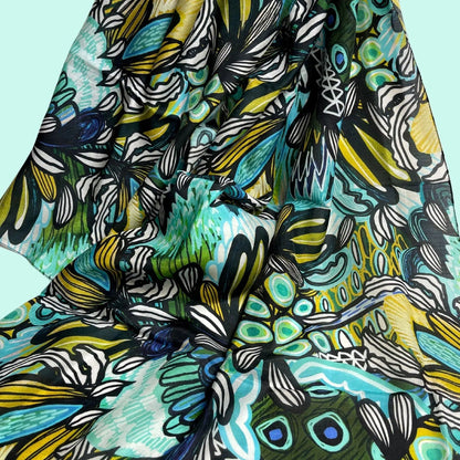 Protea Azure Silk Scarf by Kirsten Katz