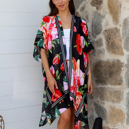 Tuscany Garden Summer Kimono Cover Up