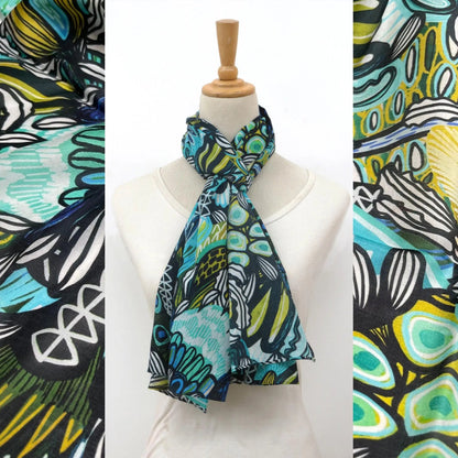 Protea Azure Silk Scarf by Kirsten Katz