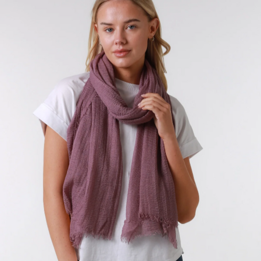 Amethyst Purple Plain Crinkle Scarf