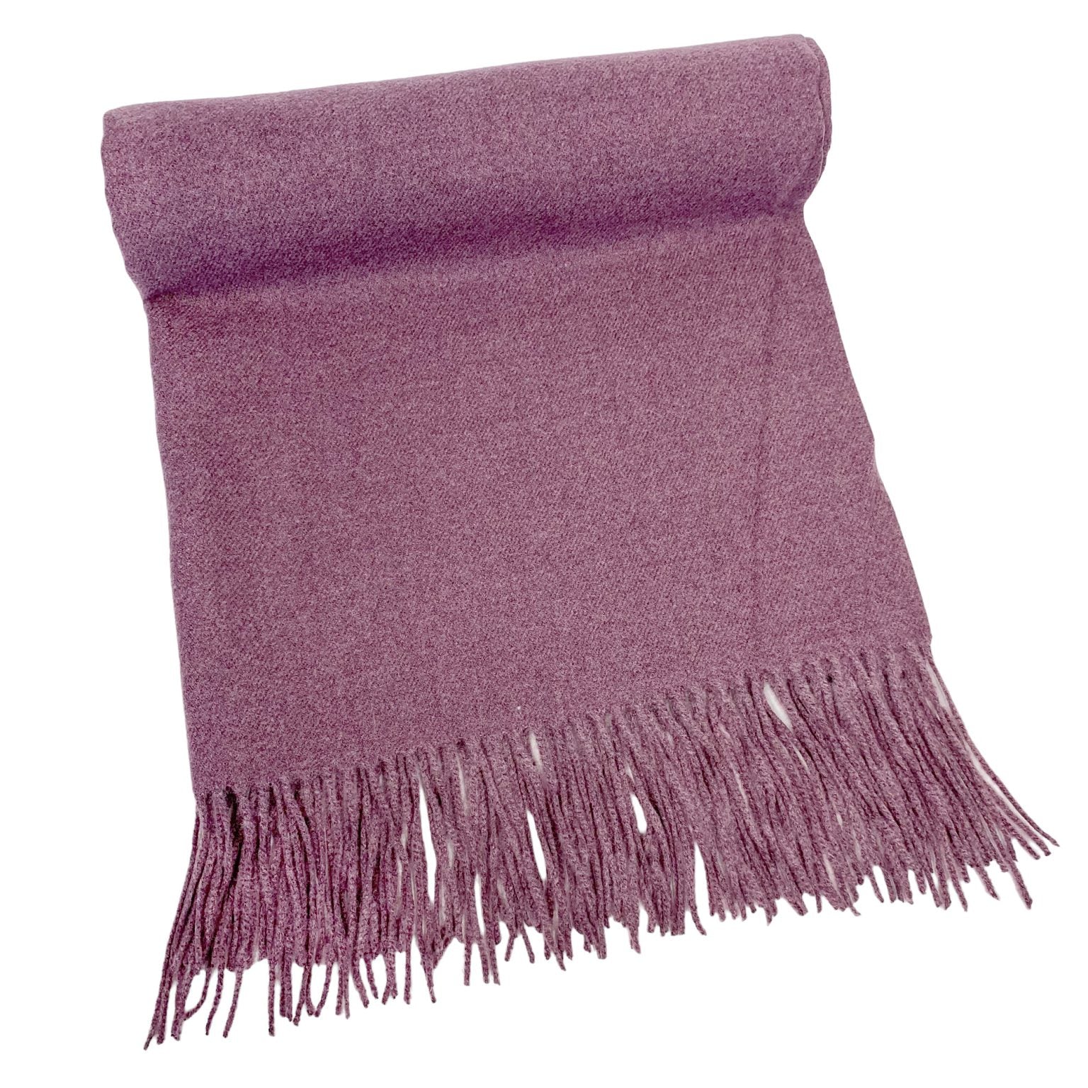 a purple wool scarf that is lovely and soft with fringes