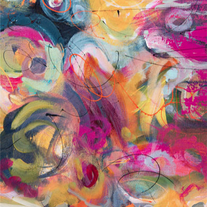Abstract artwork with vibrant colors and swirling patterns 