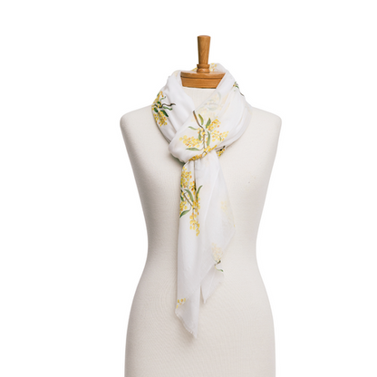 White Wattle Cotton Scarf