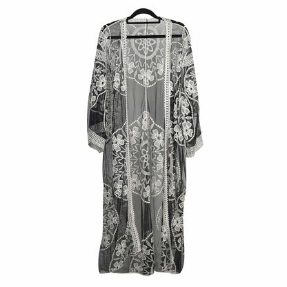 Black lace kimono on a white background
