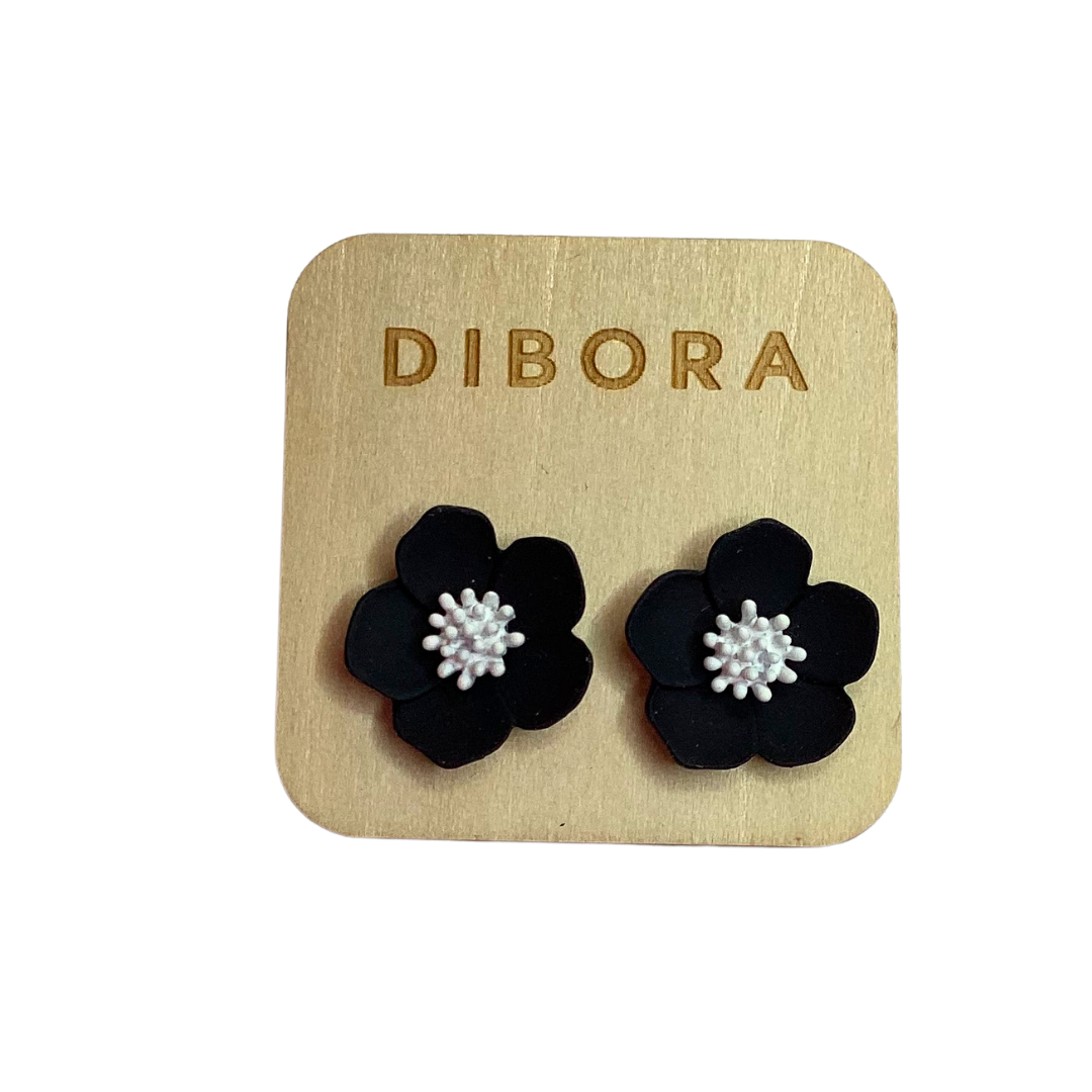 Black Flower Stud Earrings