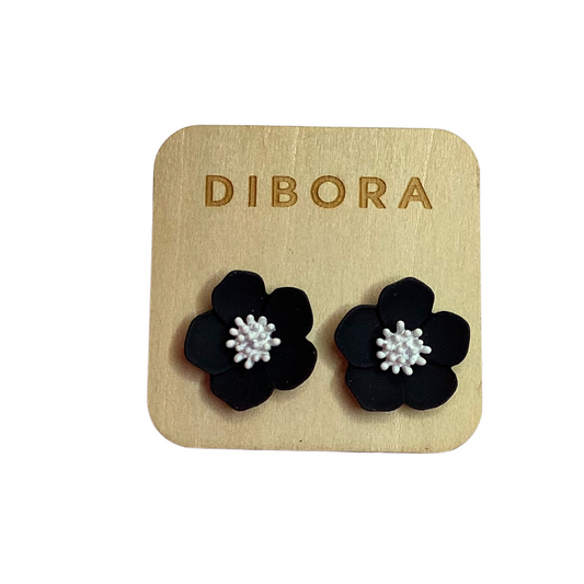 Black Flower Stud Earrings