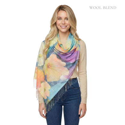 Summer Gardenia Wool Blend Scarf