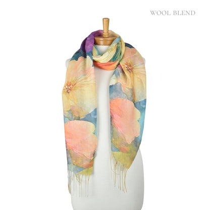 Summer Gardenia Wool Blend Scarf