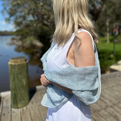 Marseille Linen Scarf Light Blue