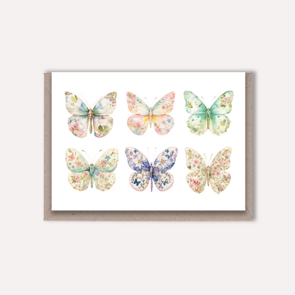 a pretty card featuring six butterflies